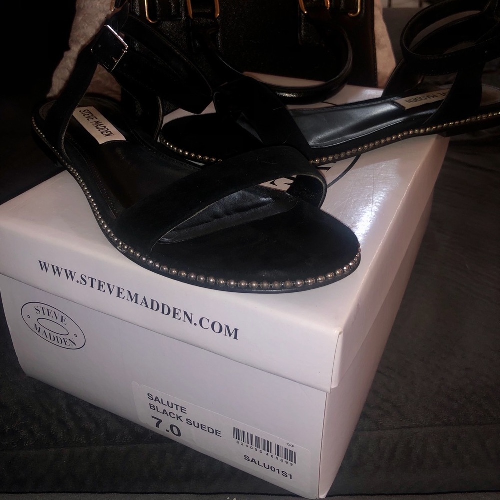 Steven Madden Black Suede Sandals